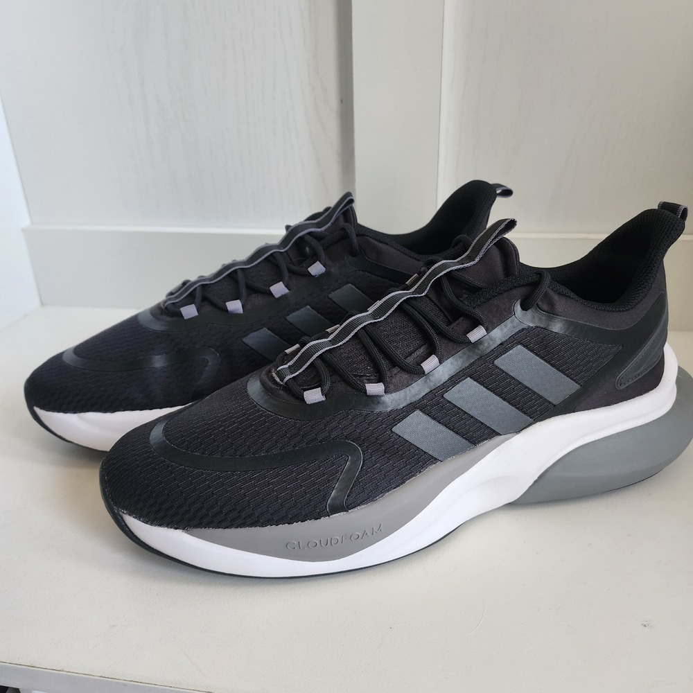 Adidas Cloudfoam Bounce Mens 13.5 Running‎ Shoes Black Gray Athletic Sneakers